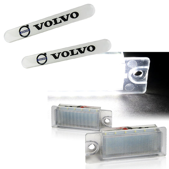 Volvo Set of S60 S80 XC70 XC90 V70 Xenon White SMD LED 6000K License Plate Lights with Fenders Bumper Badge Scratch Guards