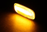 For 2002-2009 Audi A4 A6 Clear Lens Amber LED Turn Signal Side Marker Light Lamp with Carbon Fiber 3D Emblem