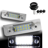 Ford Set For 06-20 Ford Fusion/03-19 Fiesta MK5 Xenon White LED 6000K License Plate Light with Screw Bolt Caps