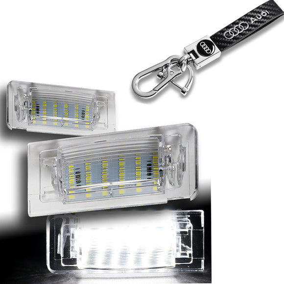 Audi Set For 1999-2006 TT Xenon White 18-SMD LED 6000K License Plate Lights Lamps with Keychain