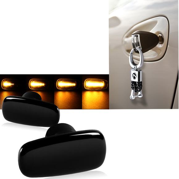 Lexus Set For 2001-2005 IS300 Smoke Lens Sequential LED Signal Side Marker Lights with Leather Keychain