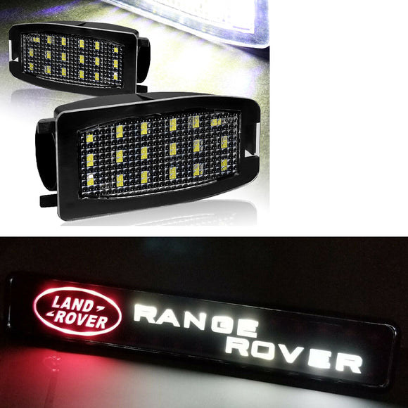 Land Rover Set of White LED Under Side Mirror Puddle Lights with Grille Badge Illuminated Emblem