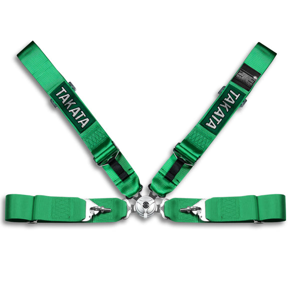 Universal 4 Point Green Camlock Quick Release Car Seat Belt Snap-On Harness TAKATA Racing 3