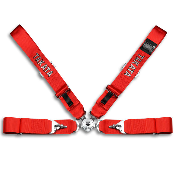 Universal 4 Point Red Camlock Quick Release Car Seat Belt Snap-On Harness TAKATA Racing 3