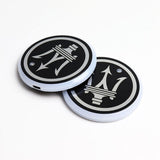For MASERATI Switchable 7 Color LED Cup Holder Car Button Mat Atmosphere Light 2PCS