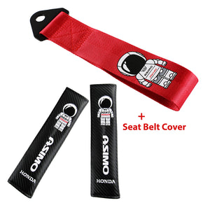 Honda ASIMO Racing Set Red Tow Strap for Front / Rear Bumper with Seat Belt Cover