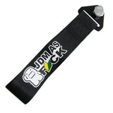 JDM AS FCK Black Racing Tow Strap for Front / Rear Bumper