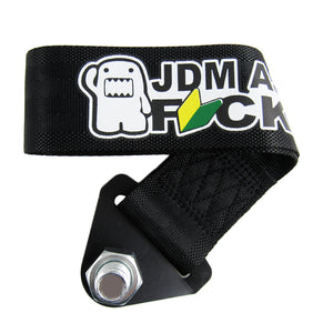 JDM AS FCK Black Racing Tow Strap for Front / Rear Bumper