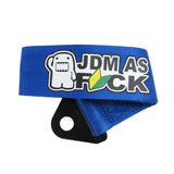 JDM AS FCK Blue Racing Tow Strap for Front / Rear Bumper