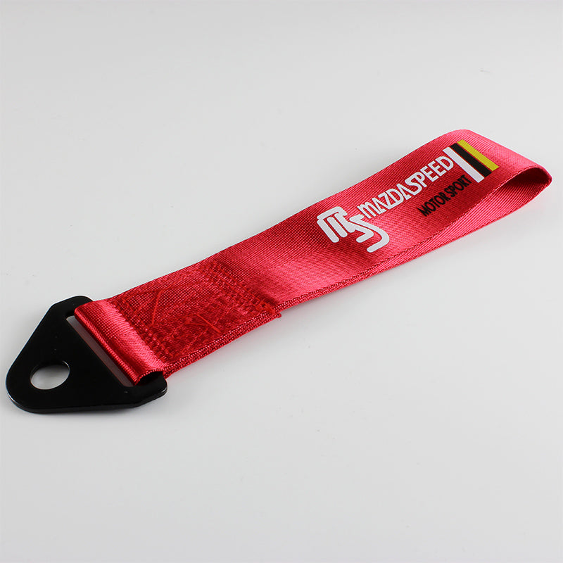 Black JDM Mazdaspeed Tow Strap For Mazda Cars – Drift Racing Style, Front/Rear Hook