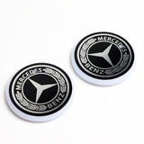 For BENZ Switchable 7 Color LED Cup Holder Car Button Mat Atmosphere Light 2PCS