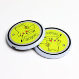For POKEMON Switchable 7 Color LED Cup Holder Car Button Mat Atmosphere Light 2PCS