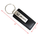 For Honda ACCORD Black Leather Chrome Key Fob Rectangle Keychain Keyring Lanyard