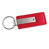 For Honda CIVIC RED Leather Chrome Key Fob Keyring Rectangle Keychain Lanyard