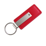 For Honda CIVIC RED Leather Chrome Key Fob Keyring Rectangle Keychain Lanyard