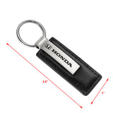 Honda Logo Black Leather Chrome Key Fob Keyring Rectangle Keychain Lanyard JDM