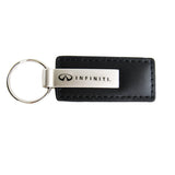 For NISSAN INFINITI Key Ring Black Leather Rectangular Keychain - KC1540.INF