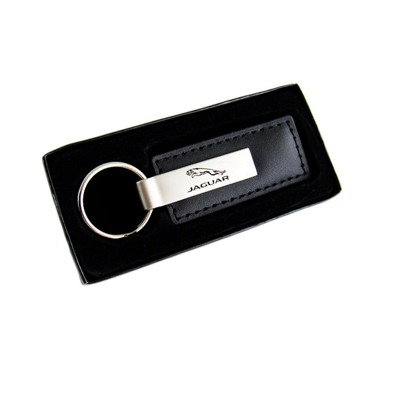 AUTHENTIC For JAGUAR Key Ring Black Leather Rectangular Keychain - KC1540.JAG