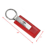 TRD Red Leather Authentic Chrome Key Fob Keyring Keychain Lanyard Tag for TOYOTA