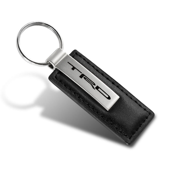 TRD Leather Authentic Chrome Key Fob Keyring Keychain Lanyard Tag for Toyata