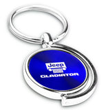 Au-Tomotive Gold For JEEP Gladiator Blue Metal Chrome Spinner Key Chain Ring Fob