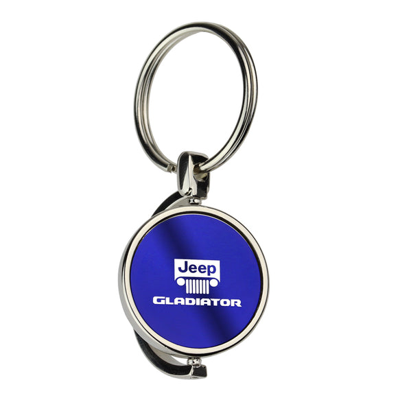 Au-Tomotive Gold For JEEP Gladiator Blue Metal Chrome Spinner Key Chain Ring Fob
