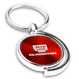Au-Tomotive Gold For JEEP Gladiator Red Metal Chrome Spinner Key Chain Ring Fob