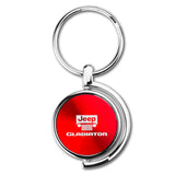 Au-Tomotive Gold For JEEP Gladiator Red Metal Chrome Spinner Key Chain Ring Fob