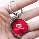 Au-Tomotive Gold For JEEP Gladiator Red Metal Chrome Spinner Key Chain Ring Fob