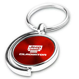 Au-Tomotive Gold For JEEP Gladiator Red Metal Chrome Spinner Key Chain Ring Fob