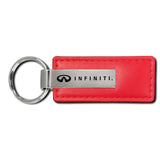 For NISSAN INFINITI New Key Ring RED Leather Rectangular Keychain - KC1542.INF