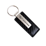 For Ford MUSTANG Rectangle Carbon Fiber Leather Key Fob Keyring Keychain GENUINE