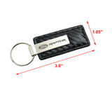 For Ford Raptor Rectangle Carbon Fiber Leather Chrome Key Fob Keyring Keychain