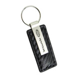 For Ford Raptor Rectangle Carbon Fiber Leather Chrome Key Fob Keyring Keychain