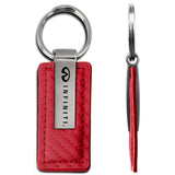 For NISSAN INFINITI New Key Ring RED Carbon Fiber Leather Rectangular Keychain - KC1552