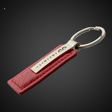 For NISSAN INFINITI New Key Ring RED Carbon Fiber Leather Rectangular Keychain - KC1552