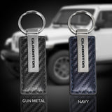 Jeep Gladiator Navy Carbon Leather Key Fob Key Chain Ring OFFICIAL LICENSED Au-Tomotive Gold