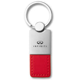 For INFINITI Logo Rectangular Authentic Red Leather Key Fob Keychain Key Tag New