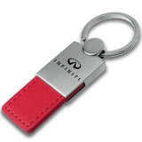 For INFINITI Logo Rectangular Authentic Red Leather Key Fob Keychain Key Tag New