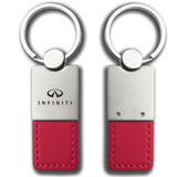 For INFINITI Logo Rectangular Authentic Red Leather Key Fob Keychain Key Tag New