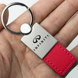 For INFINITI Logo Rectangular Authentic Red Leather Key Fob Keychain Key Tag New