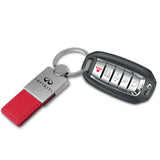 For INFINITI Logo Rectangular Authentic Red Leather Key Fob Keychain Key Tag New