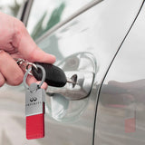 For INFINITI Logo Rectangular Authentic Red Leather Key Fob Keychain Key Tag New