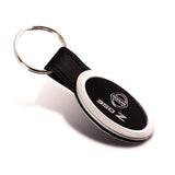 For Nissan 350Z Logo Black Oval Leather Chrome Key Fob Keyring Keychain Lanyard
