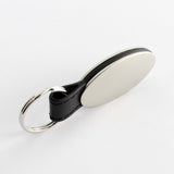 FORD Authentic Black Oval Leather Chrome Key Fob Key ring Keychain Lanyard