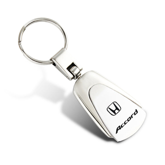 HONDA Accord Logo Tear Drop Authentic Chrome Key Fob Keyring Keychain Tag Lanyard