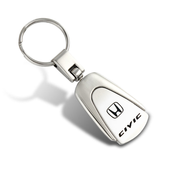 Honda Civic Logo Tear Drop Authentic Chrome Key Fob Keyring Keychain Tag Lanyard