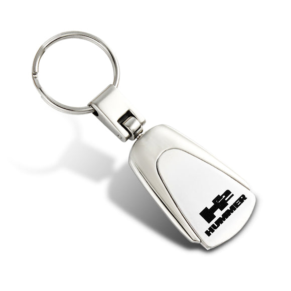 Hummer H2 Logo Tear Drop Authentic Chrome Key Fob Keyring Keychain Tag Lanyard