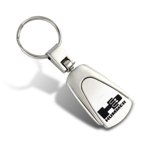 Hummer H3 Logo Tear Drop Authentic Chrome Key Fob Keyring Keychain Tag Lanyard