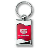 Jeep Gladiator Rectangular Red Chrome Key Fob Key Chain Key Ring Tag OFFICIAL LICENSED Au-Tomotive Gold